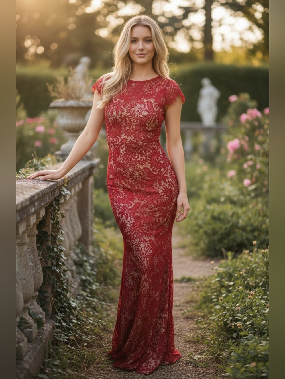 NWT Windsor Angela Burgundy Floral Lace Dress Prom Wedding Formal